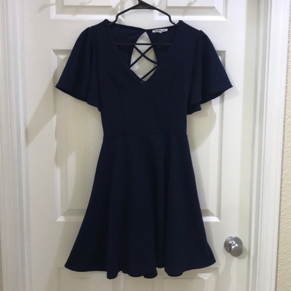 Size small open back navy dress - Picture 1 of 3